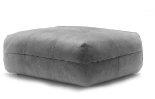 Großer grauer Sitzpouf aus Leder in quadratischer Form